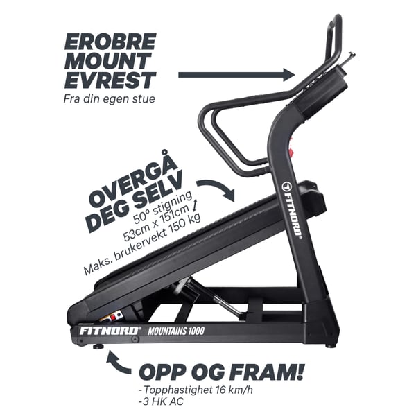 FitNord Mountains 1000 Tredemølle *SMØREFRI* 2