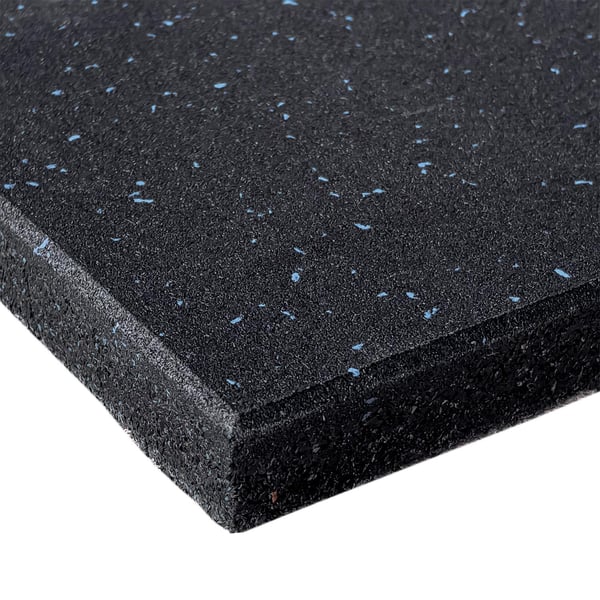 FitNord Gummiplate 1 m x 1 m x 30 mm, svart med blå prikker 2